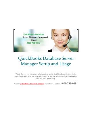 QuickBooks Database Server Manager Setup and Usage - 1800 796 0471 Call