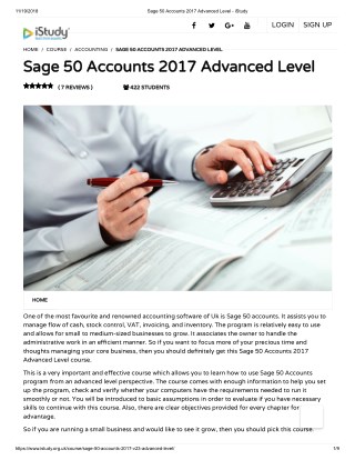 Sage 50 accounts 2017 advanced level - istudy