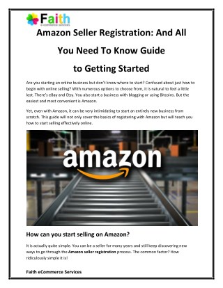 Amazon Seller Registration and All You Need To Know Guide to Getting Started