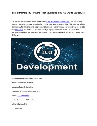 Ideas to Improve ERC Software Token Developers using ICO END to END Services