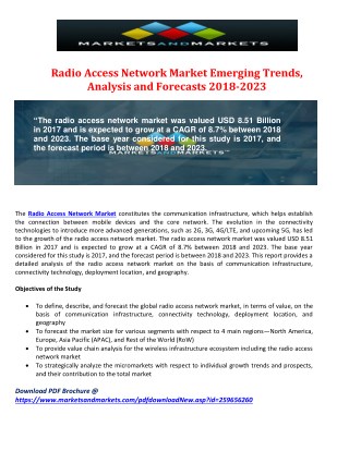 Radio Access Network Market Emerging Trends, Analysis and Forecasts 2018-2023