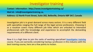 Investigator Training Course - A Few Points To Reckon