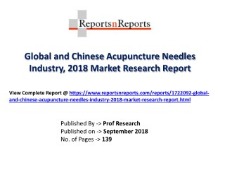 Global Acupuncture Needles industry Top Players Market Share Analysis 2018