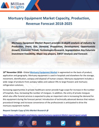 Mortuary Equipment Market Capacity, Production, Revenue Forecast 2018-2025