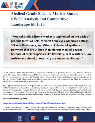 Medical Grade Silicone Market Status, SWOT Analysis and Competitive Landscape till 2025