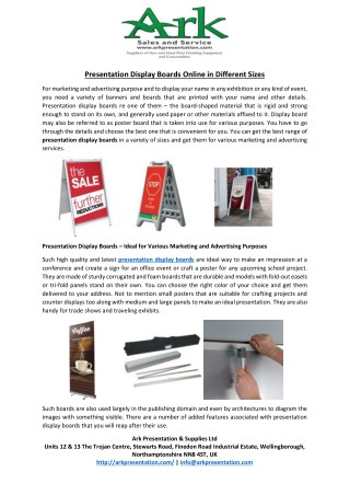 Presentation Display Boards Online in Different Sizes
