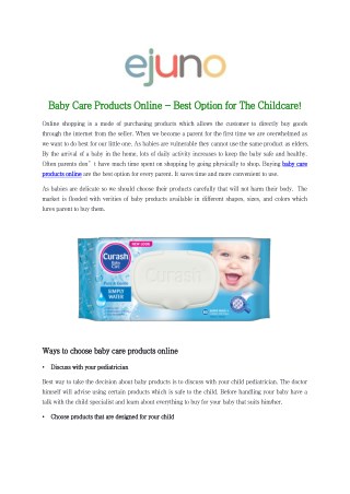 Baby Care Products Online - Best Option for The Childcare!