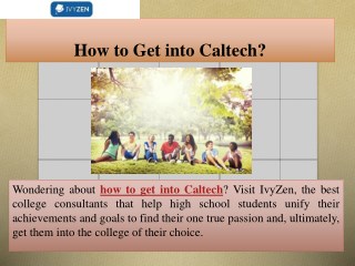 How to Get into Caltech?
