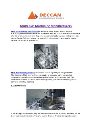 Multi Axis Machining Manufacturers