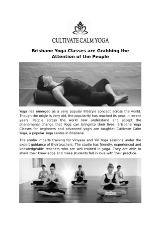 Brisbane Yoga Classes are Grabbing the Attention of the People