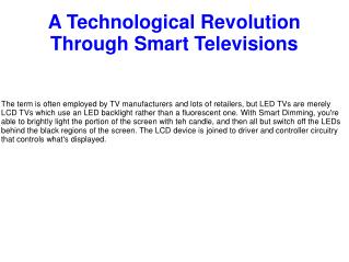 A Technological Revolution Through Smart Televisions