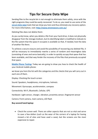 Tips for Secure Data Wipe