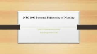 NSG 3007 Personal Philosophy of Nursing