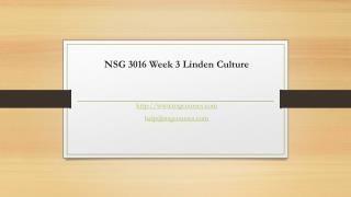 NSG 3016 Week 3 Linden Culture