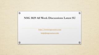 NSG 3029 All Week Discussions Latest SU