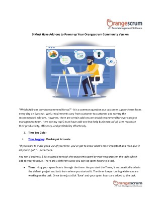 5 Must Have Add-ons to Power up Your Orangescrum Community Version