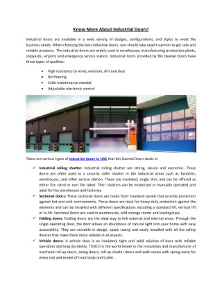 Know More About Industrial Doors!