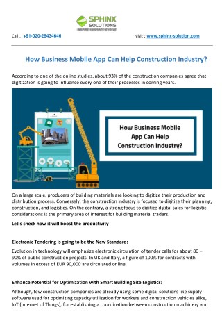 How Business Mobile App Can Help Construction Industry