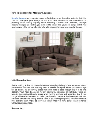 How to Measure for Modular Lounges