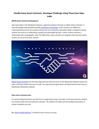 Handle Every Smart Contracts Developer Challenge Using These Ease Steps -India