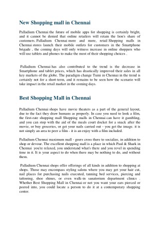 New Shopping mall in Chennai