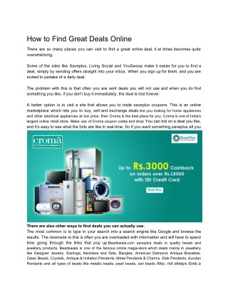 How to Find Great Deals Online