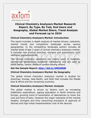 Clinical Chemistry Analyzers Market by Type, Trend, Industry Growth, 2024 | Axiom MRC