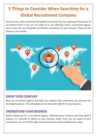 5 Things to Consider When Searching for a Global Recruitment Company