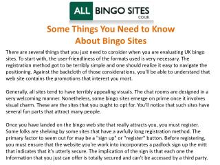 Some Things You Need to Know About Bingo Sites