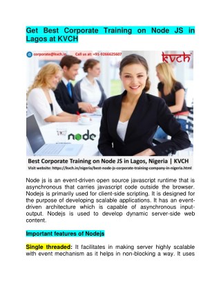 Best Corporate Training on Node JS in Lagos, Nigeria | KVCH