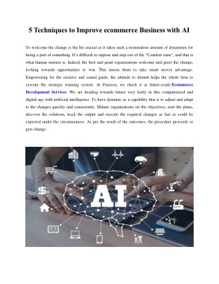 5 Techniques to Improve ecommerce Business with AI
