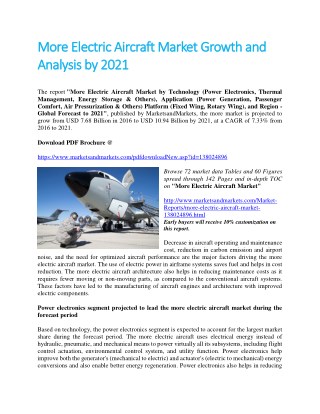 More Electric Aircraft Market Growth and Analysis by 2021