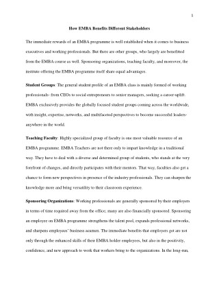 How EMBA Benefits Different Stakeholders