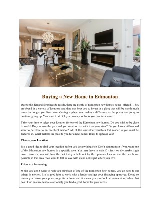 Buying a New Home in Edmonton