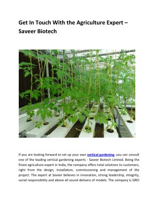 Get In Touch With the Agriculture Expert – Saveer Biotech