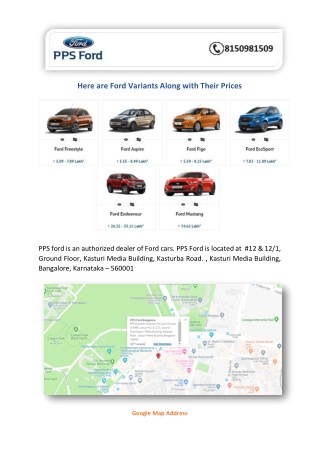 Ford Authorized Dealers in Bangalore