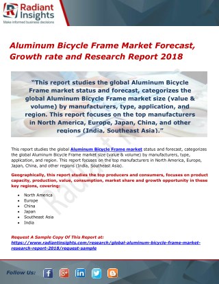 Aluminum Bicycle Frame Market Forecast, Growth rate and Research Report 2018