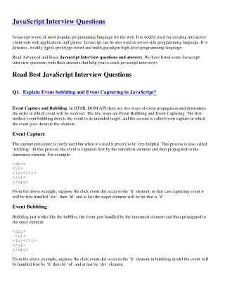 JavaScript Interview Questions