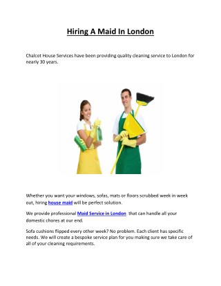 Hiring A Maid In London