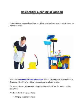 Residential Cleaning In London