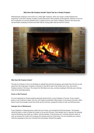 Why Does My Fireplace Smoke Quick Tips for a Smoky Fireplace