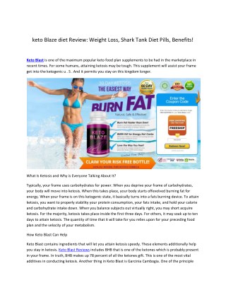 keto Blaze diet Reviews : Weight Loss Pills Reviews, Buy & Price