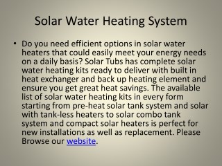 Best Solar Water Heating System