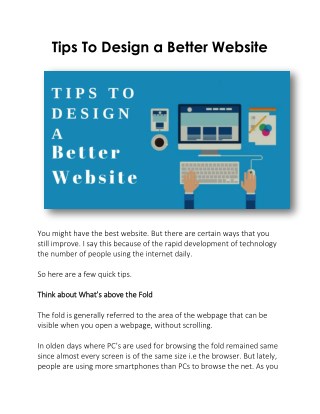 Tips To Design a Better Website