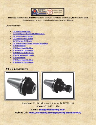 BT 40 Morse Taper Holders