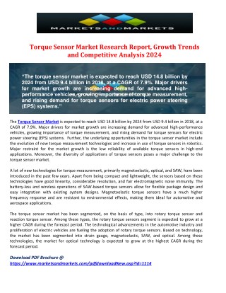 Torque Sensor Market Raesearch Report, Growth Trends and Competitive Analysis 2024