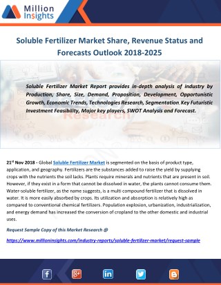 Soluble Fertilizer Market Share, Revenue Status and Forecasts Outlook 2018-2025