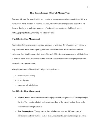 How Researchers can Effectively Manage Time