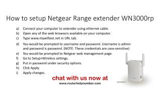 How to setup Netgear Range extender WN3000rp