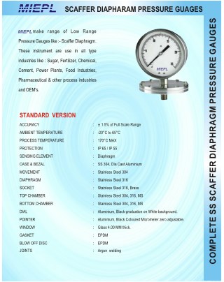 MIEPL Scaffer Diaphragm Pressure Gauge| Seeautomation